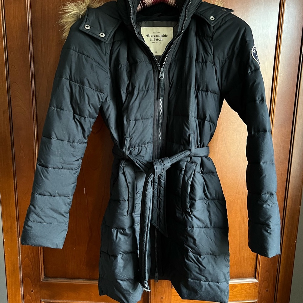 Abercrombie and Fitch Faux Fur-Trim Hooded Puffer Jacket